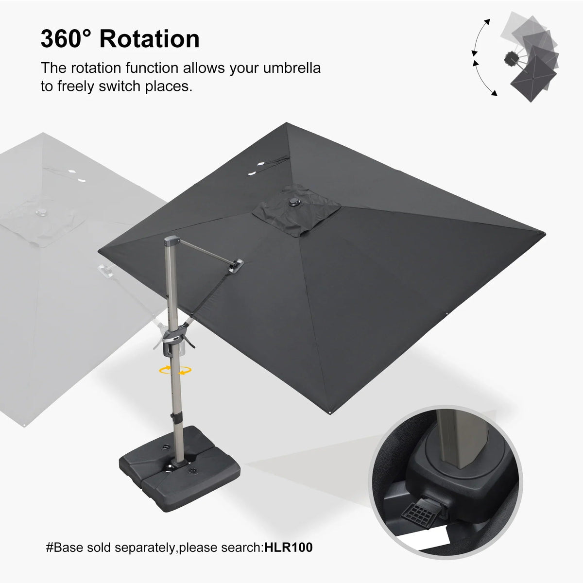 PURPLE LEAF Hailar Deluxe Aluminum Patio Umbrella with Base, Square and Rectangular Umbrella