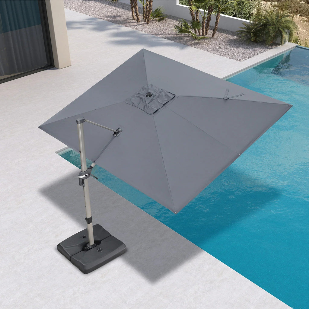 PURPLE LEAF Hailar Deluxe Aluminum Patio Umbrella with Base, Square and Rectangular Umbrella