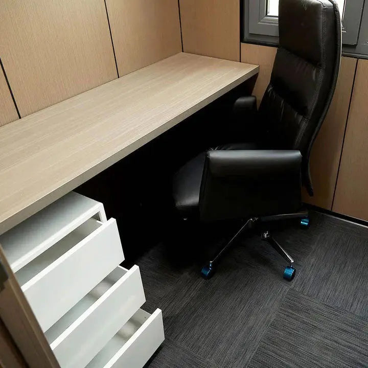 20' Custom Built Steel Container Office, Working Area & Manager's Office, 1 Leather Office Chair, 3 Ergonomic Office Chairs, TMG-SCO20