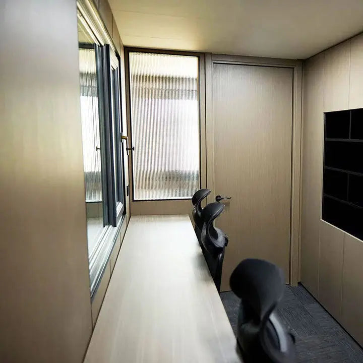 20' Custom Built Steel Container Office, Working Area & Manager's Office, 1 Leather Office Chair, 3 Ergonomic Office Chairs, TMG-SCO20