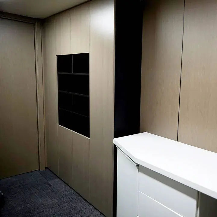 20' Custom Built Steel Container Office, Working Area & Manager's Office, 1 Leather Office Chair, 3 Ergonomic Office Chairs, TMG-SCO20