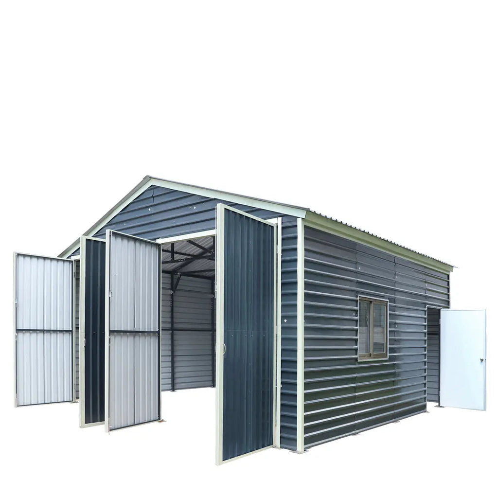 20' x 20' Metal Garage Shed, 9' High Double Front Doors, 13' Peak, 400 Sq-Ft TMG-MS2020