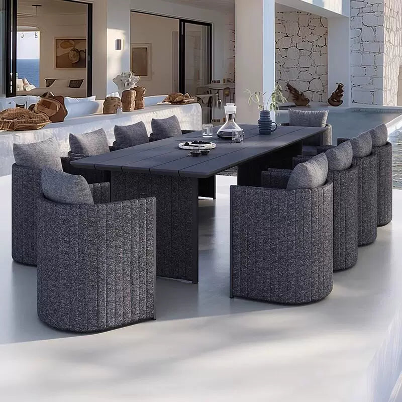 PURPLE LEAF Sanori Outdoor Dining Set Weather-Resistant Aluminum Table and Chairs Set with Backrest Pillow and Olefin Cushions for Deck