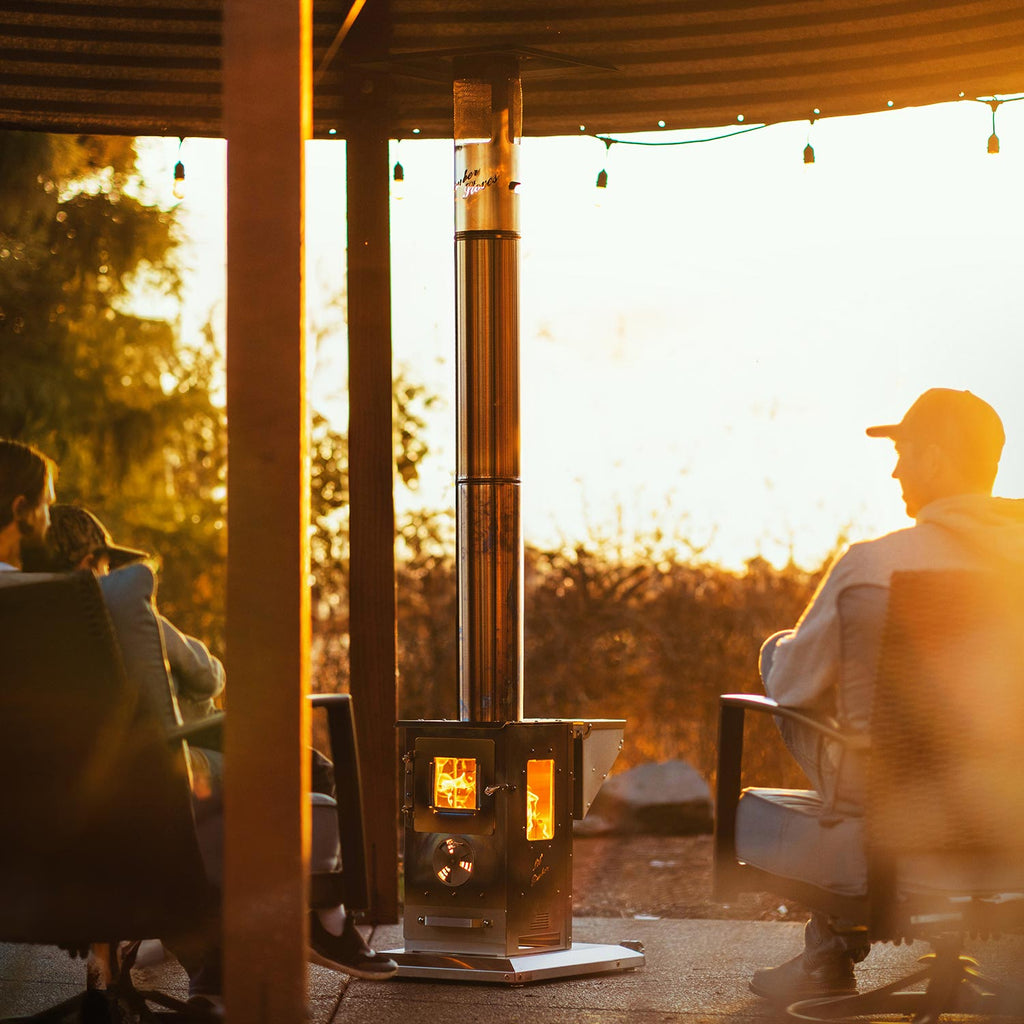 Timber Stoves Lil’ Timber Patio Heater (Stainless) with Elite Safety Cage