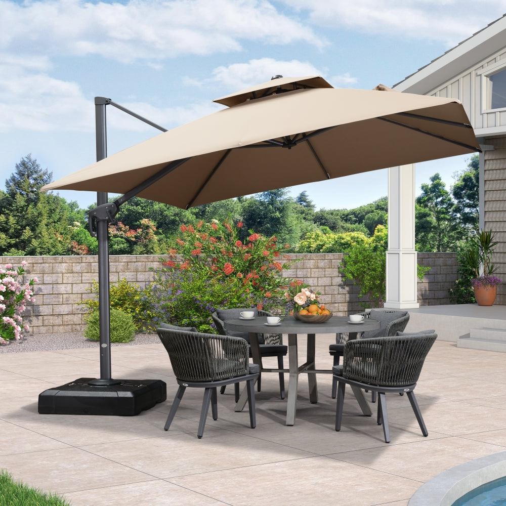 PURPLE LEAF Cantilever Patio Umbrella Gray Pole Outdoor Umbrella with UV Protection