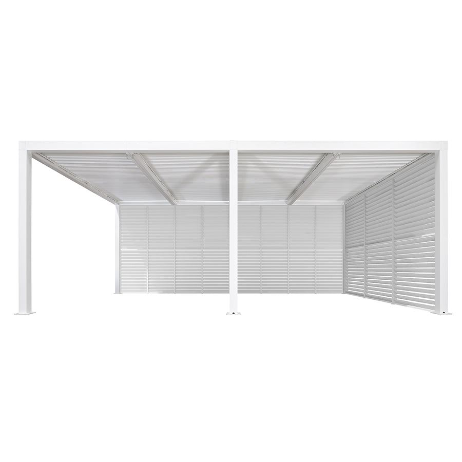 PURPLE LEAF Athena Louvered Pergola white Outdoor Aluminum Pergola with Shutter Wall Adjustable Gazebo Rainproof for Patio Deck Garden
