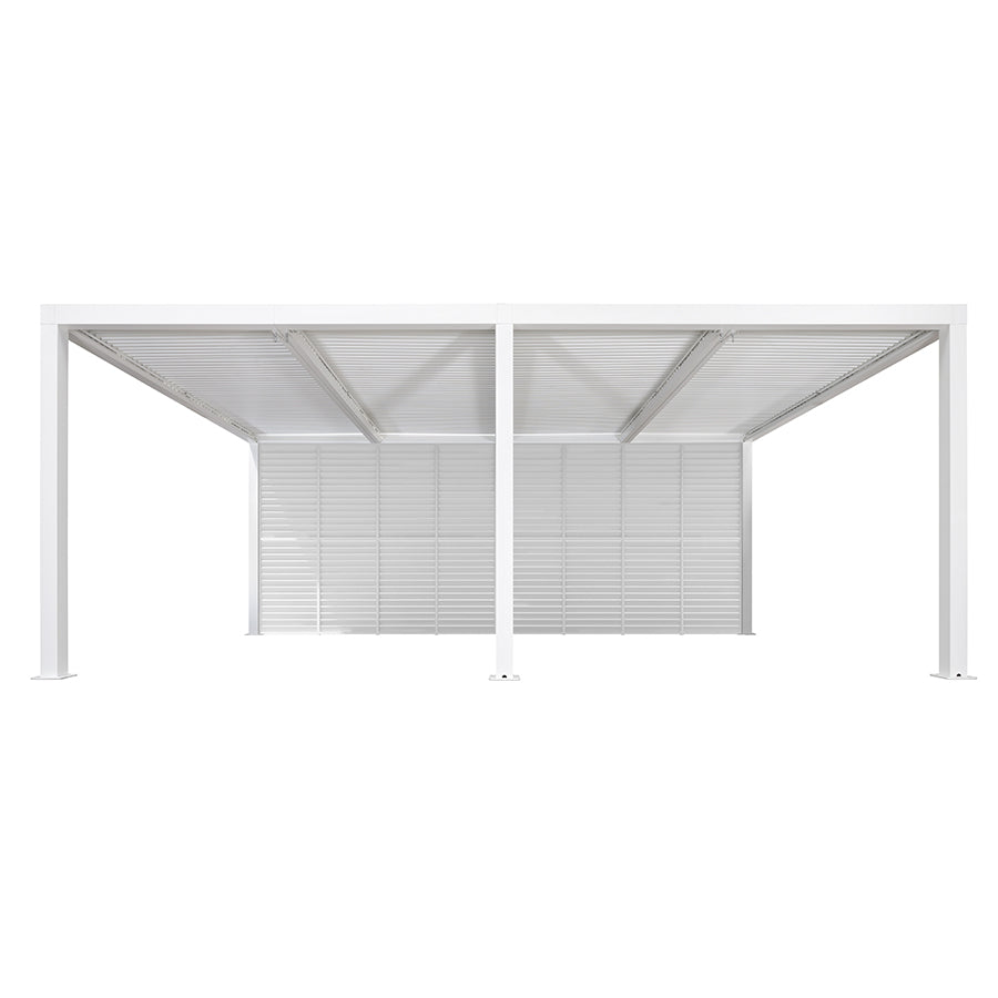 PURPLE LEAF Athena Louvered Pergola white Outdoor Aluminum Pergola with Shutter Wall Adjustable Gazebo Rainproof for Patio Deck Garden