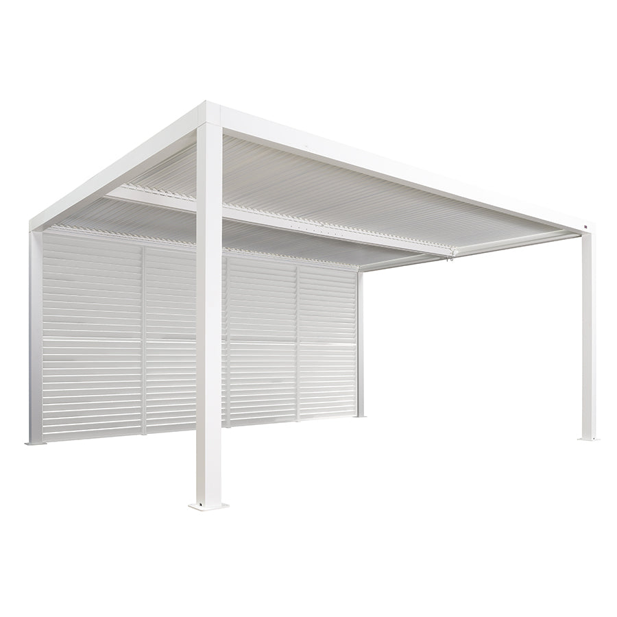 PURPLE LEAF Athena Louvered Pergola white Outdoor Aluminum Pergola with Shutter Wall Adjustable Gazebo Rainproof for Patio Deck Garden