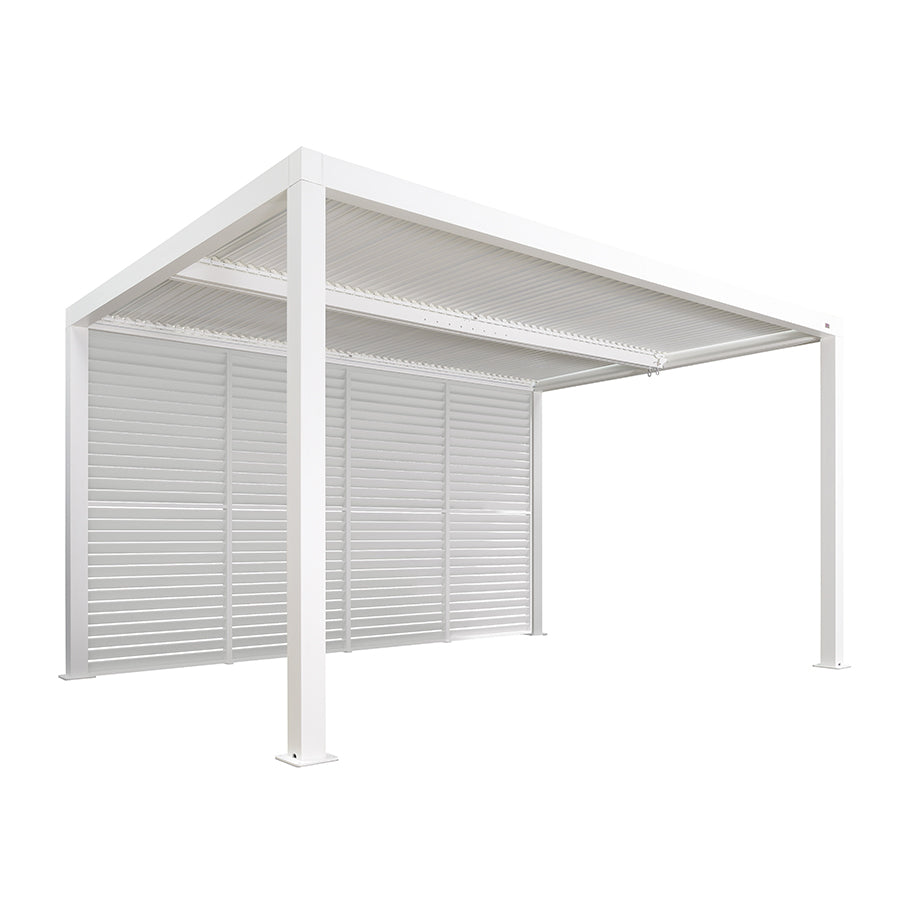 PURPLE LEAF Athena Louvered Pergola white Outdoor Aluminum Pergola with Shutter Wall Adjustable Gazebo Rainproof for Patio Deck Garden