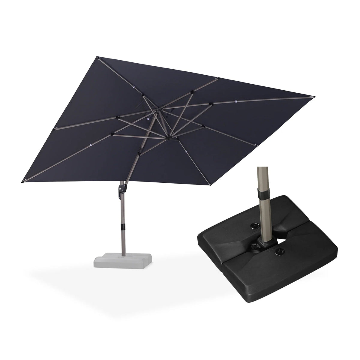 PURPLE LEAF Hailar Deluxe Aluminum Patio Umbrella with Base, Square and Rectangular Umbrella