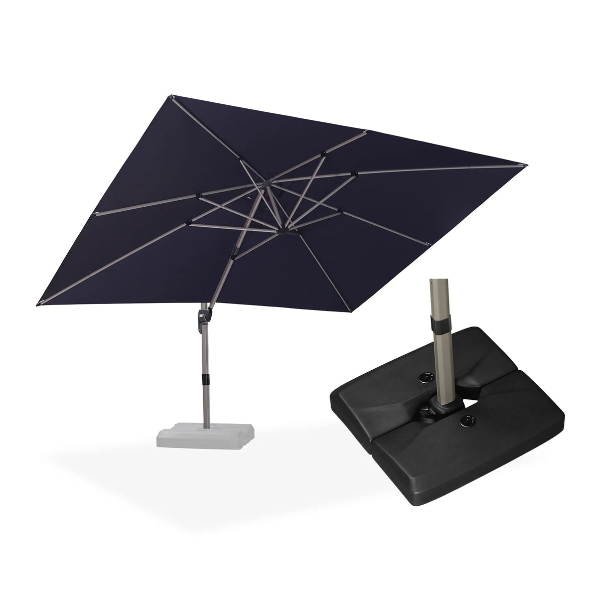PURPLE LEAF Hailar Deluxe Aluminum Patio Umbrella with Base, Square and Rectangular Umbrella