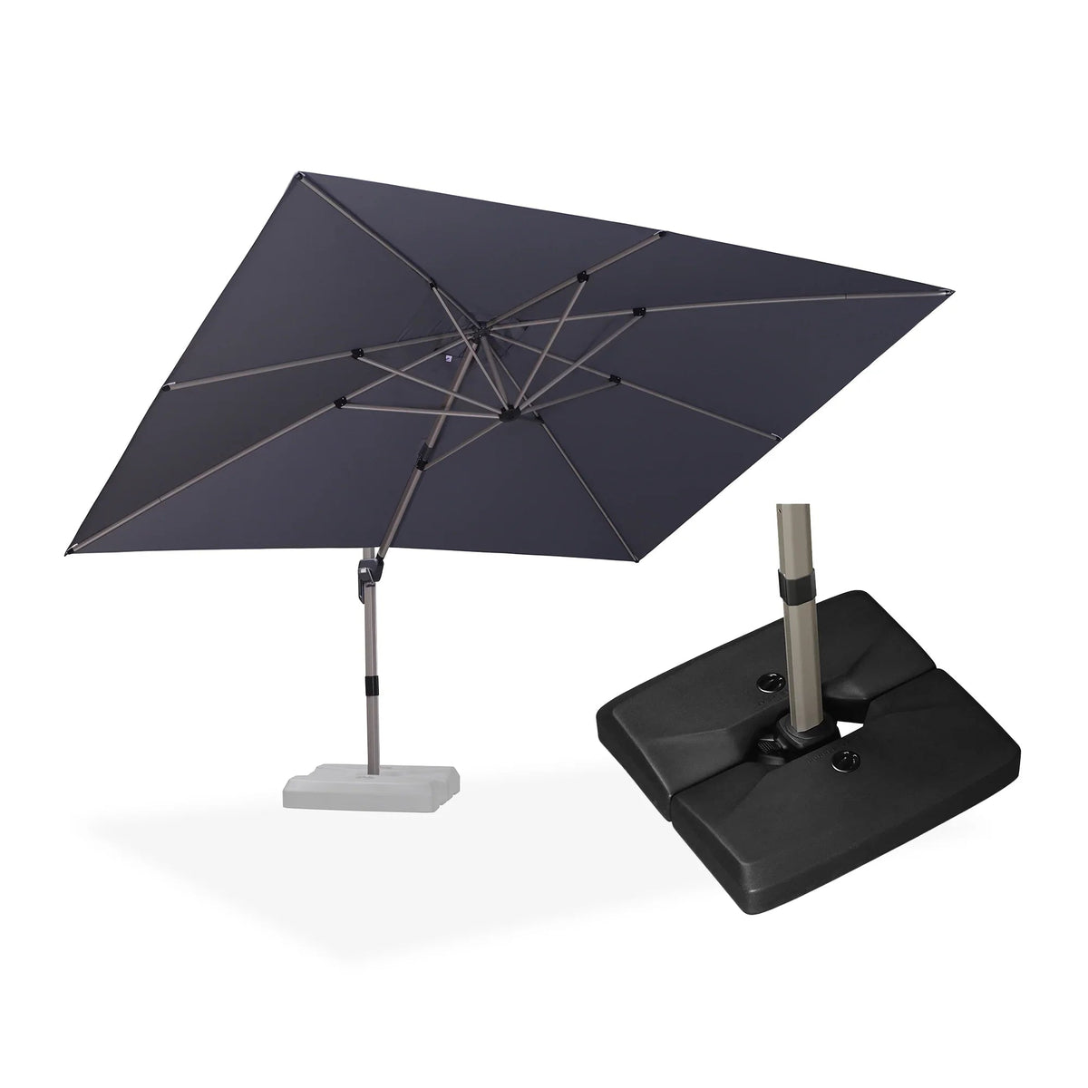PURPLE LEAF Hailar Deluxe Aluminum Patio Umbrella with Base, Square and Rectangular Umbrella