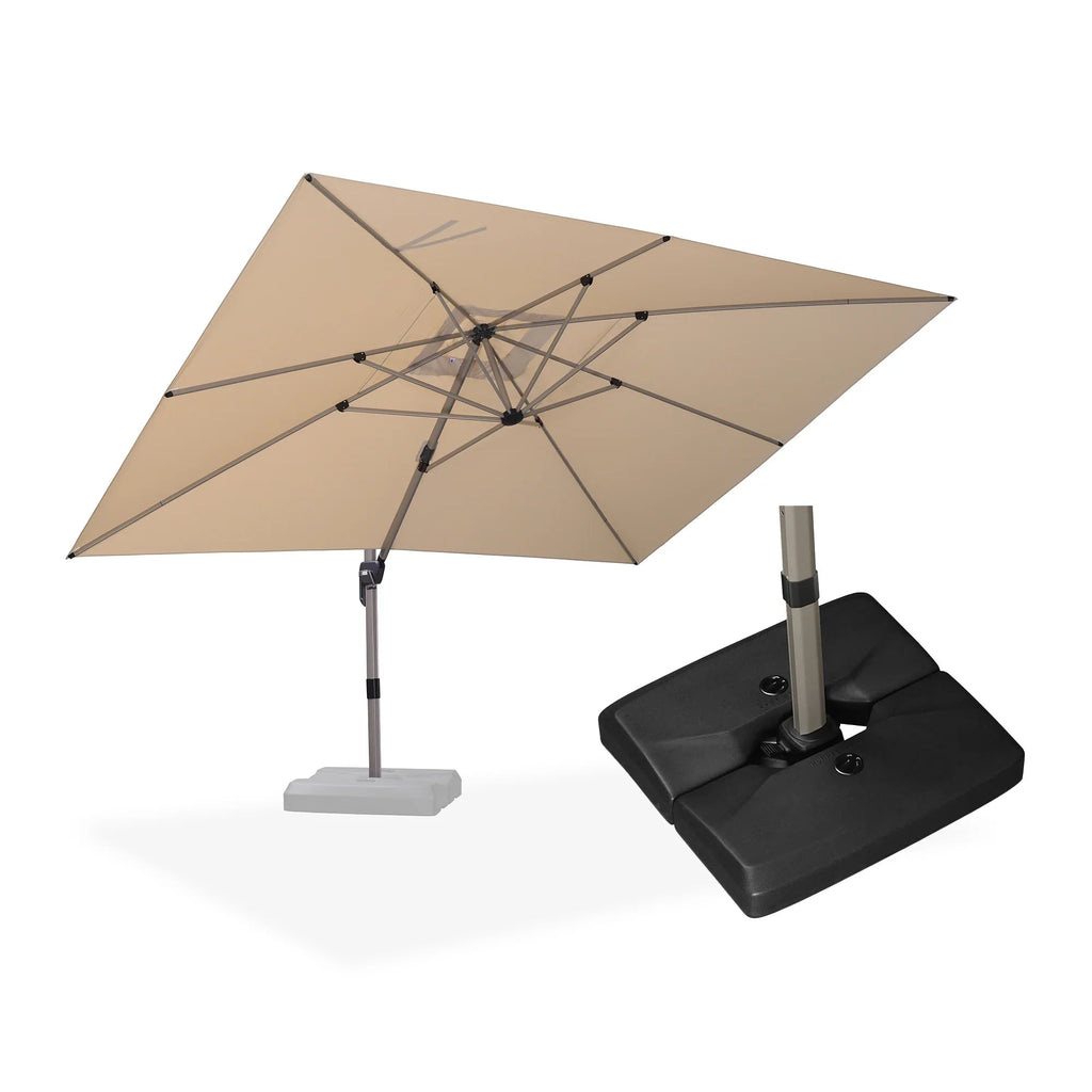 PURPLE LEAF Hailar Deluxe Aluminum Patio Umbrella with Base, Square and Rectangular Umbrella