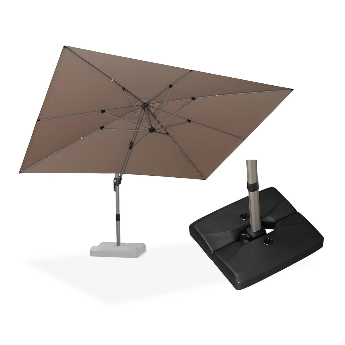PURPLE LEAF Hailar Deluxe Aluminum Patio Umbrella with Base, Square and Rectangular Umbrella