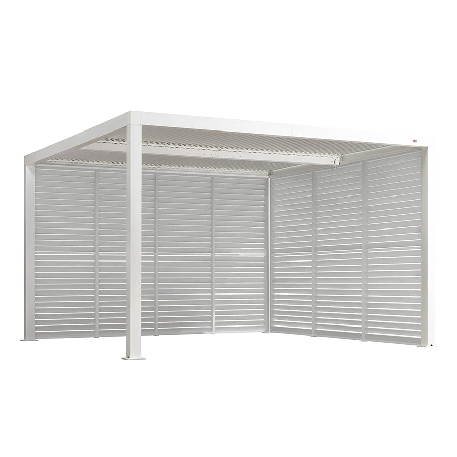 PURPLE LEAF Athena Louvered Pergola white Outdoor Aluminum Pergola with Shutter Wall Adjustable Gazebo Rainproof for Patio Deck Garden