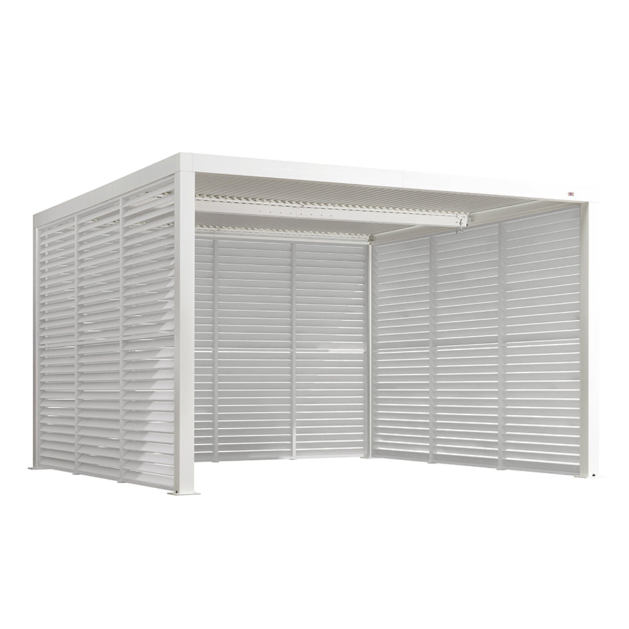 PURPLE LEAF Athena Louvered Pergola white Outdoor Aluminum Pergola with Shutter Wall Adjustable Gazebo Rainproof for Patio Deck Garden