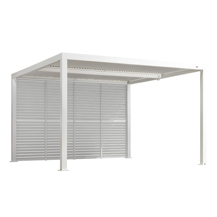 PURPLE LEAF Athena Louvered Pergola white Outdoor Aluminum Pergola with Shutter Wall Adjustable Gazebo Rainproof for Patio Deck Garden