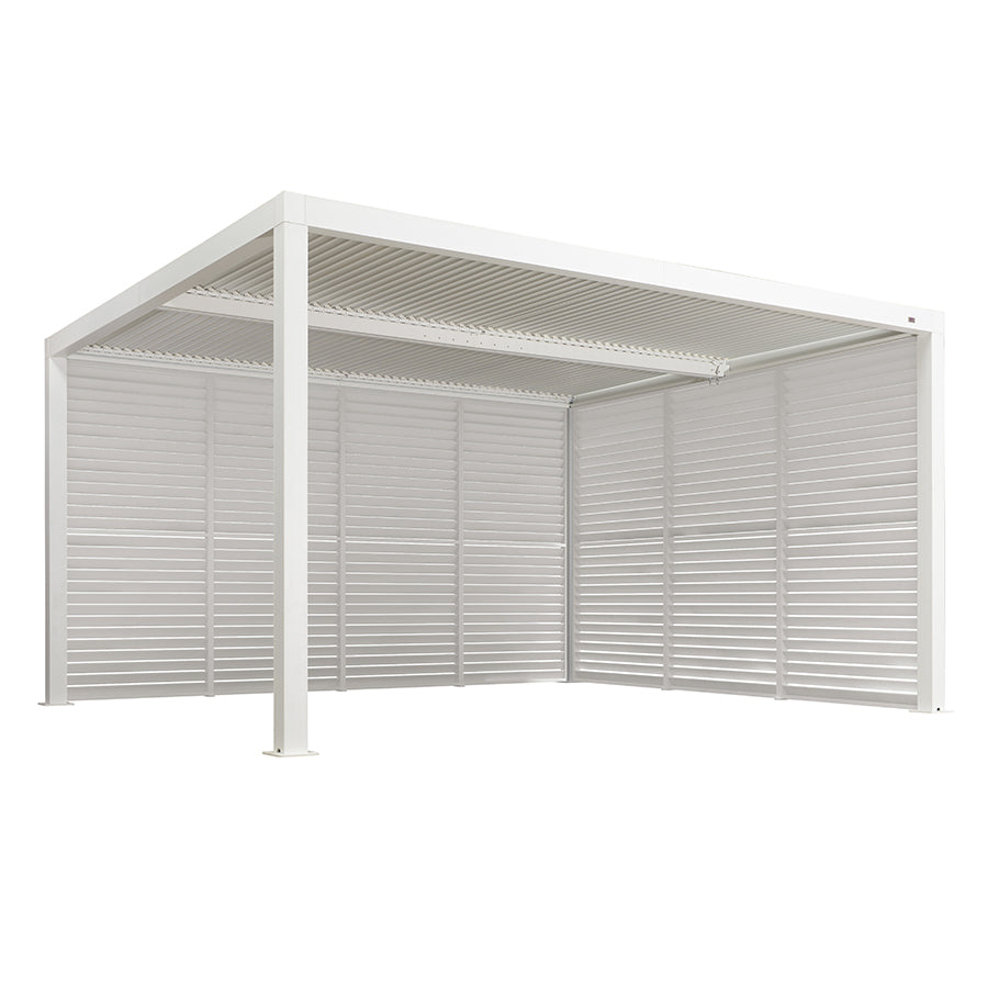 PURPLE LEAF Athena Louvered Pergola white Outdoor Aluminum Pergola with Shutter Wall Adjustable Gazebo Rainproof for Patio Deck Garden