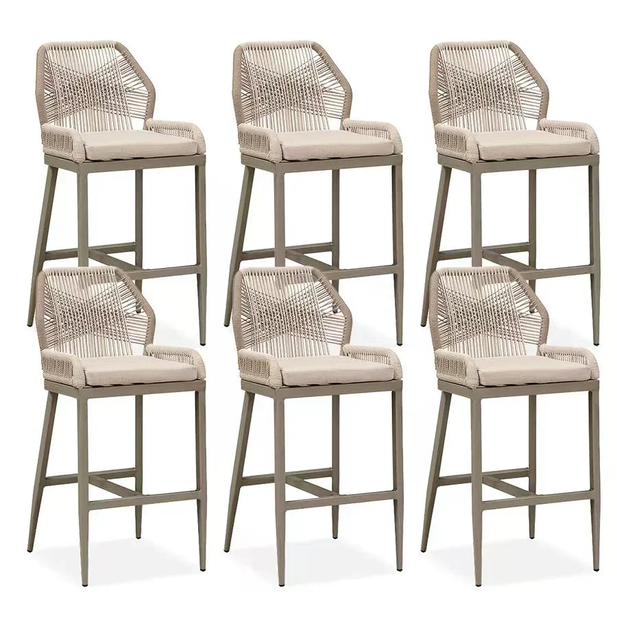 PURPLE LEAF Outdoor Bar Stool Set of 6, Wicker Chairs Bar Chairs with Cushion, All-Weather Patio Furniture kitchen stools