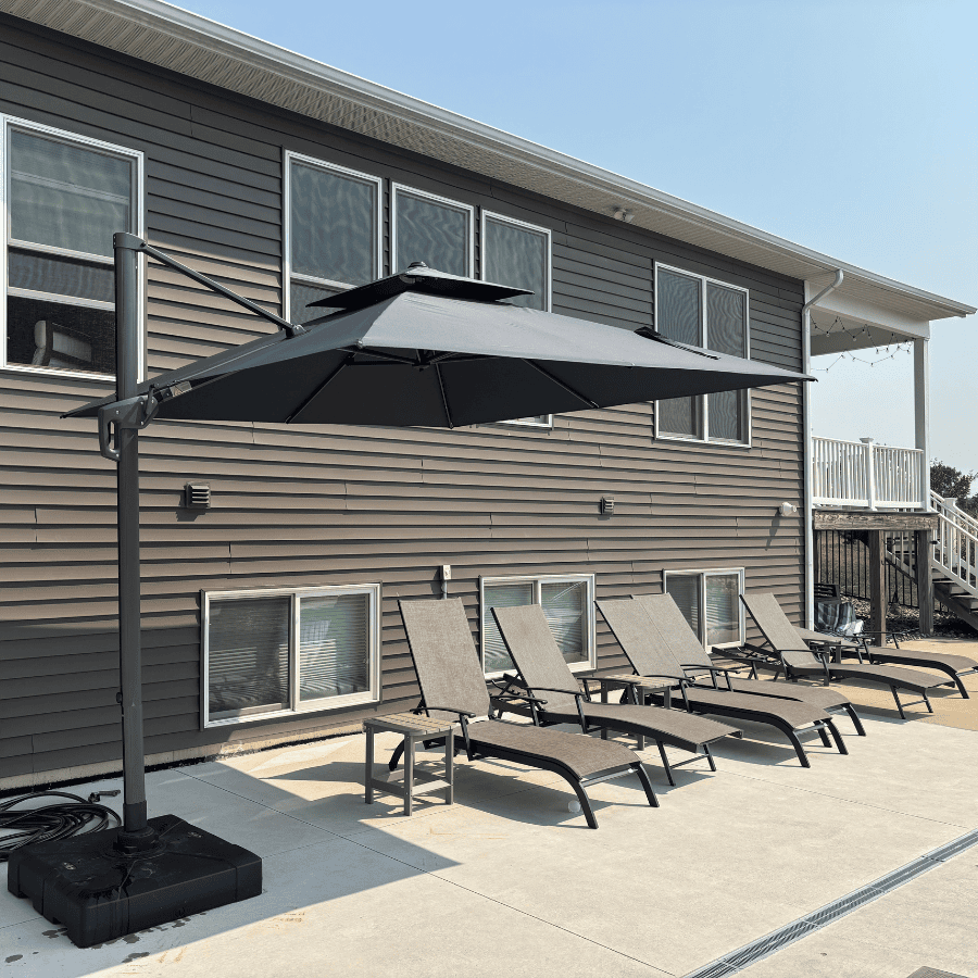 PURPLE LEAF SUNBRELLA Cantilever Umbrella Grey Aluminum Patio Umbrella