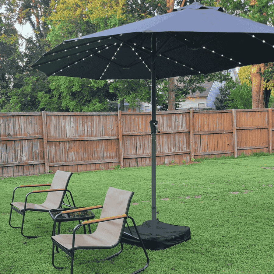 PURPLE LEAF Double-Sided Market Umbrella with Light Large Patio Umbrellas with Base