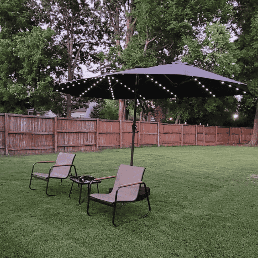 PURPLE LEAF Double-Sided Market Umbrella with Light Large Patio Umbrellas with Base