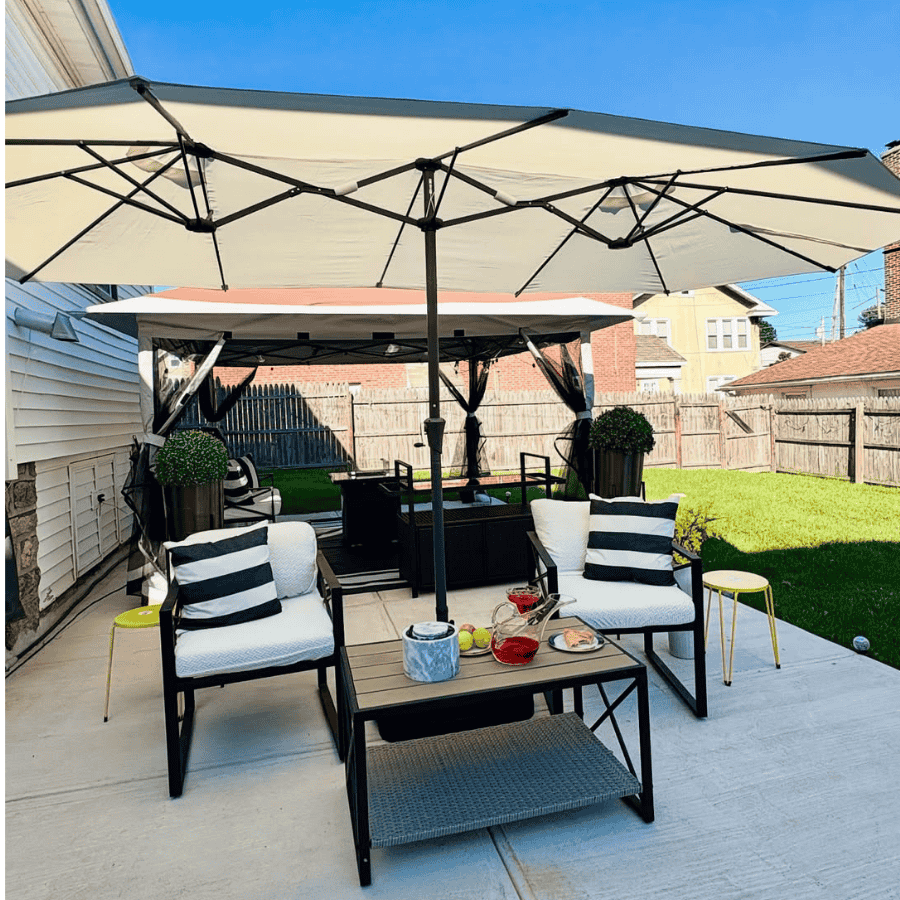 PURPLE LEAF Double-Sided Market Umbrella Large Rectangular Patio Umbrellas with Base