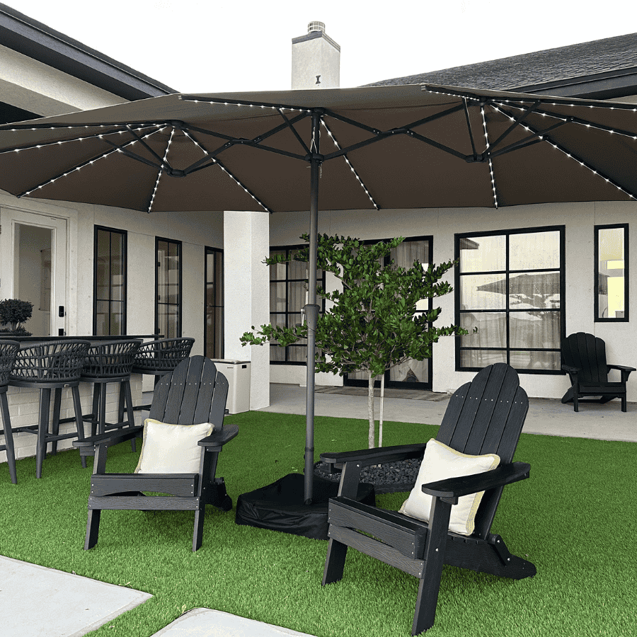 PURPLE LEAF Double-Sided Market Umbrella Large Rectangular Patio Umbrellas with Base