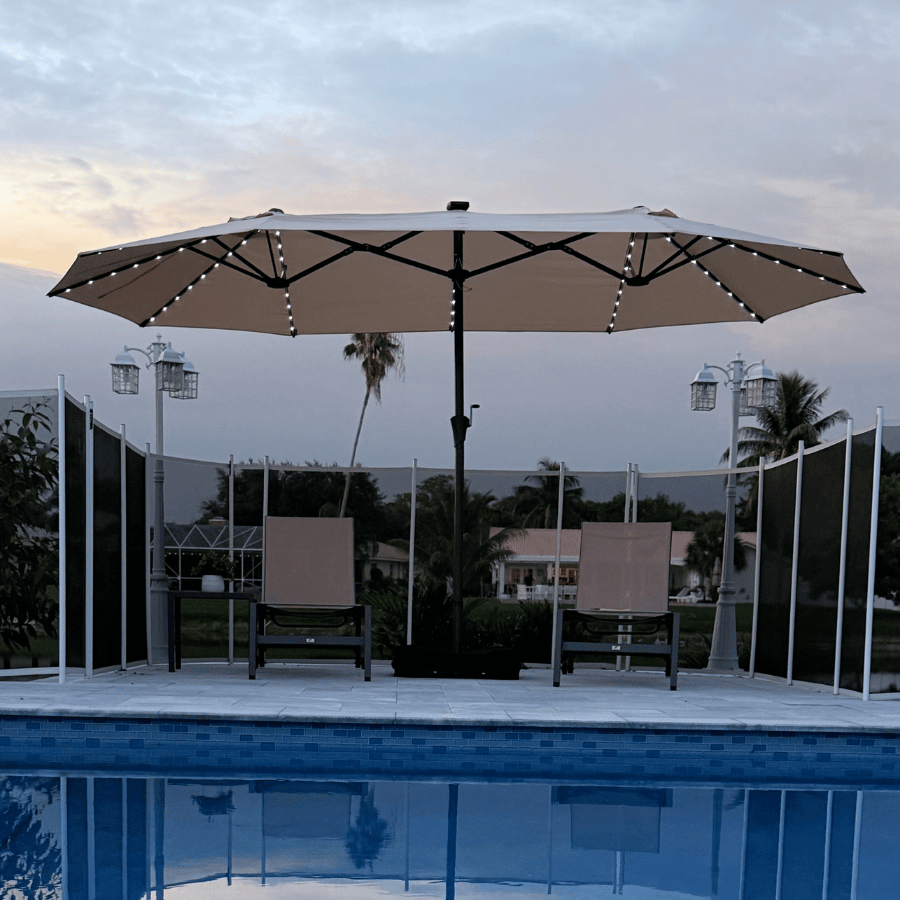 PURPLE LEAF Double-Sided Market Umbrella with Light Large Patio Umbrellas with Base