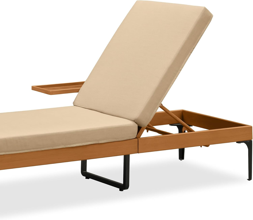 PURPLE LEAF Outdoor Chaise Lounge Sunbrella Patio Lounge Chair Recliner and Cushion for Poolside Balcony Backyard
