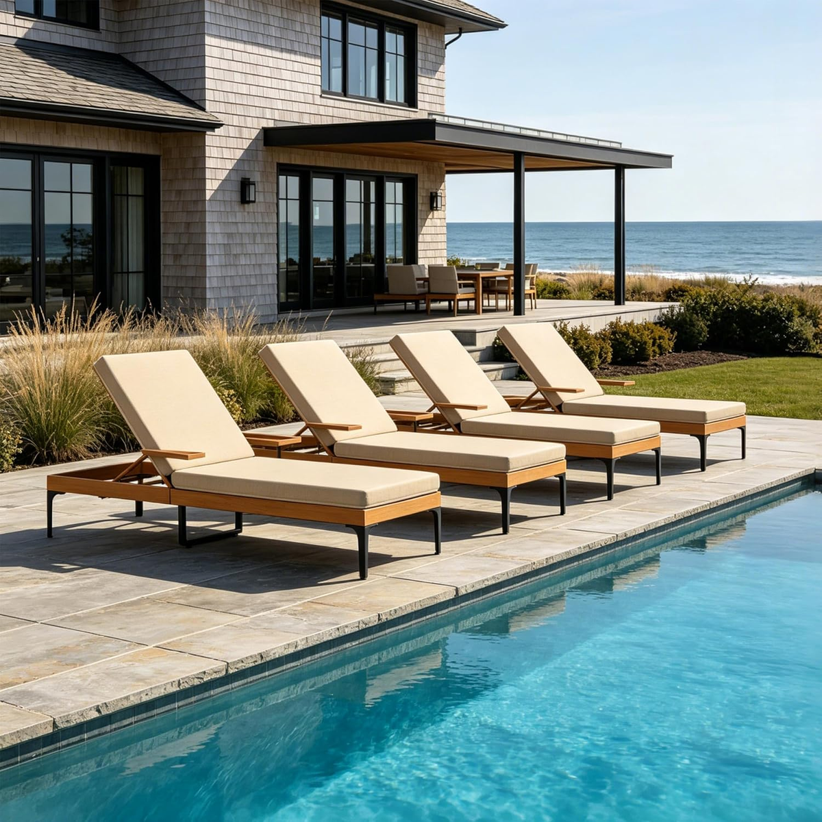 PURPLE LEAF Outdoor Chaise Lounge Sunbrella Patio Lounge Chair Recliner and Cushion for Poolside Balcony Backyard