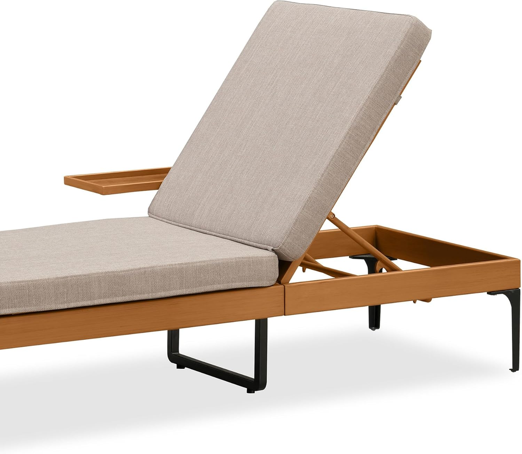PURPLE LEAF Outdoor Chaise Lounge Sunbrella Patio Lounge Chair Recliner and Cushion for Poolside Balcony Backyard