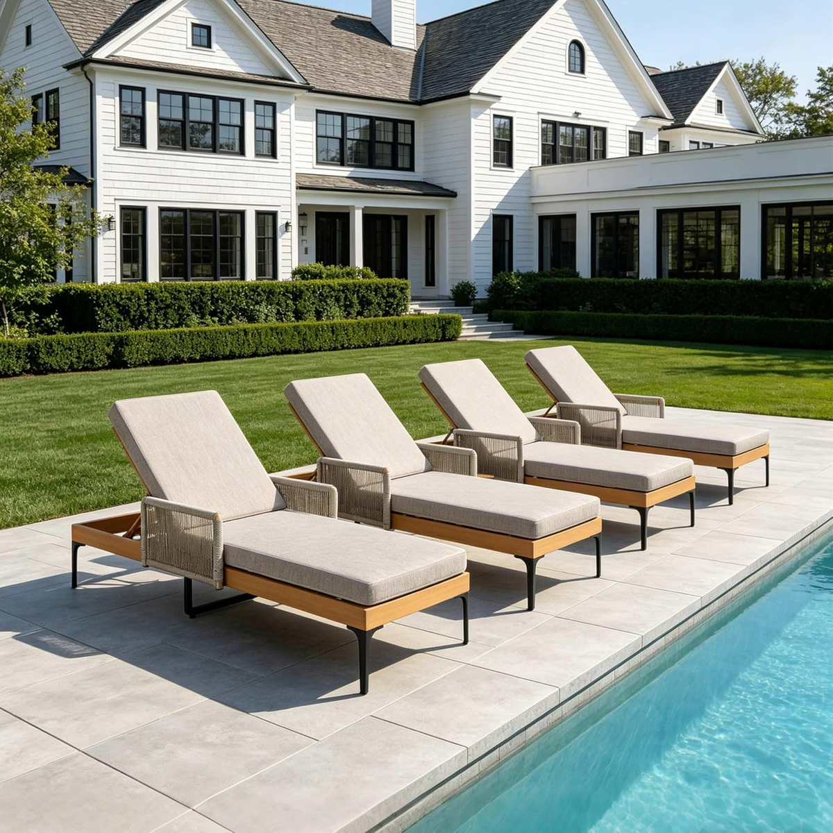 PURPLE LEAF Outdoor Chaise Lounge Sunbrella Patio Lounge Chair Recliner and Cushion for Poolside Balcony Backyard