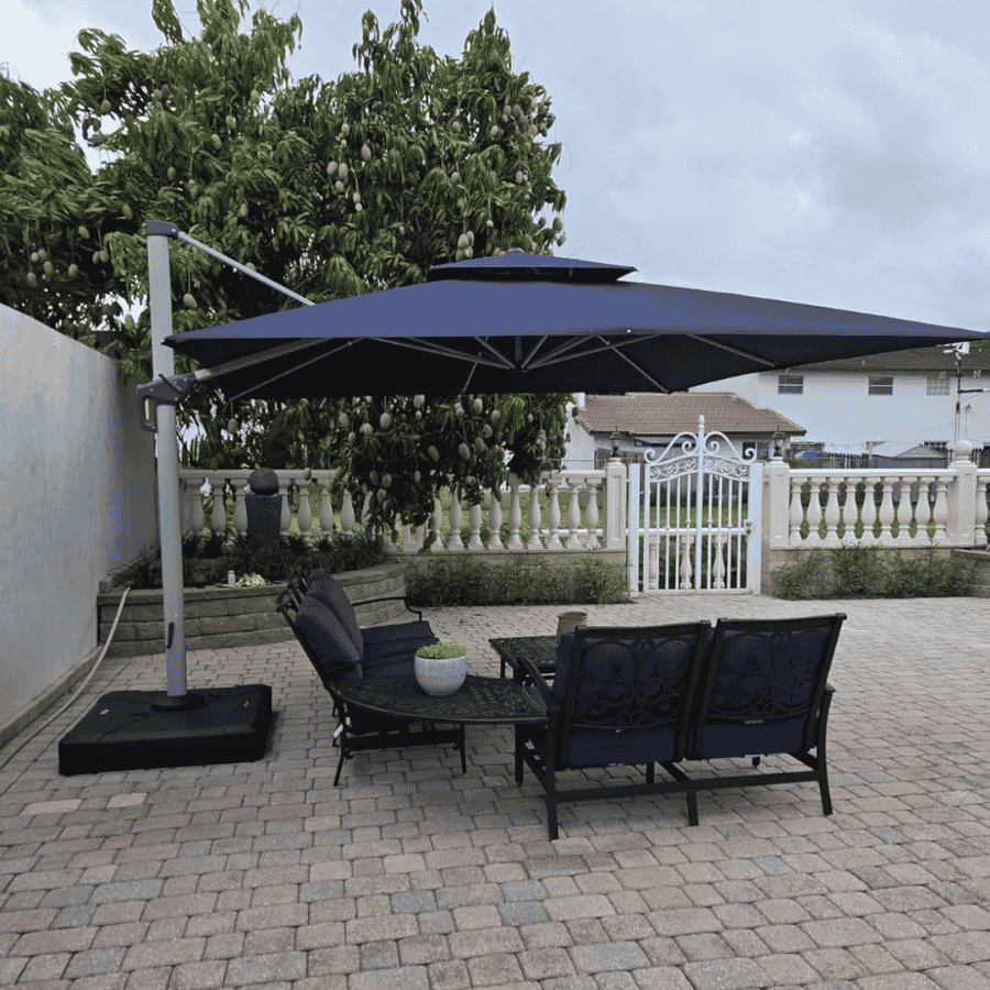 PURPLE LEAF Outdoor Windproof Umbrella, Square Cantilever Umbrella Outside Patio