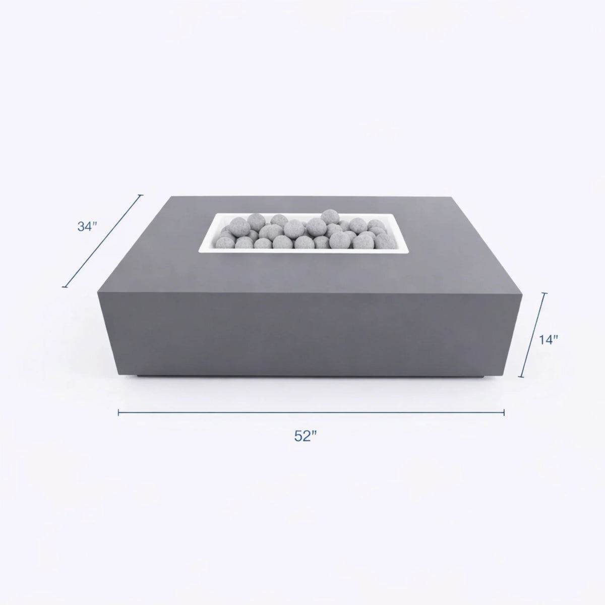 Concrete Fire Pit Table - Rectangular
