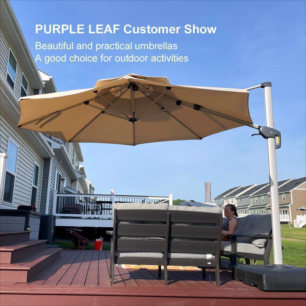 PURPLE LEAF Round Cantilever Patio Umbrella Heavy Duty Umbrella for Porch Garden Pool