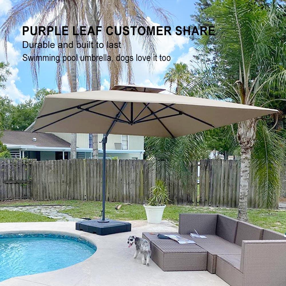PURPLE LEAF Cantilever Patio Umbrella Gray Pole Outdoor Umbrella with UV Protection