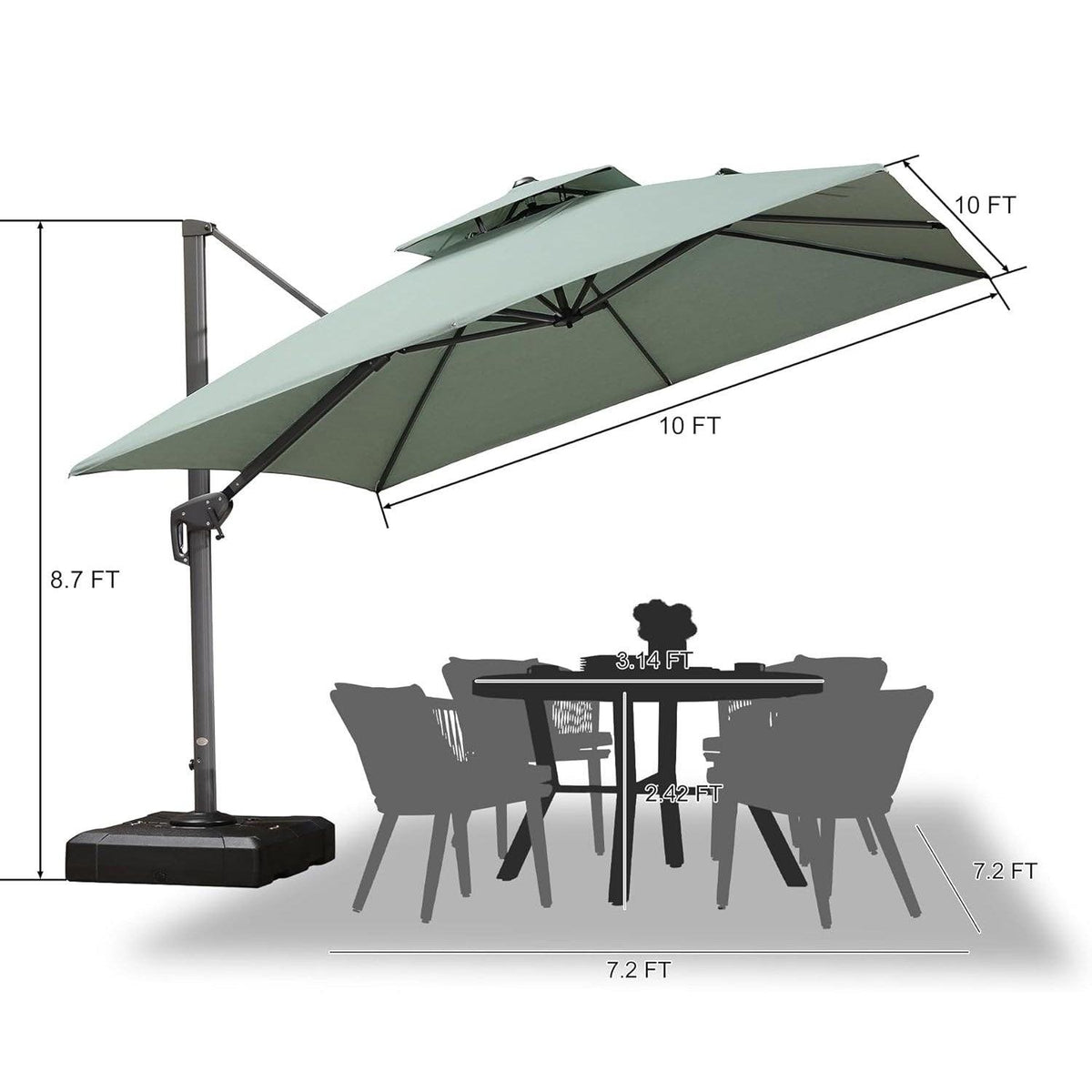 PURPLE LEAF Eco-friendly Fade Resistant Patio Umbrella High Quality Cantilever Umbrella