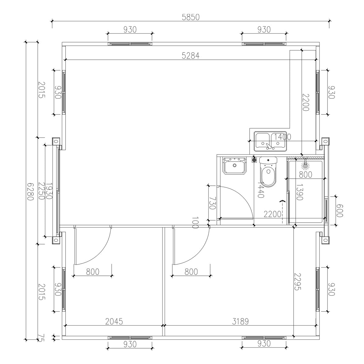 20' Expandable Container Home, Fire-Resistant, Rodent-Proof, TMG-SCE20