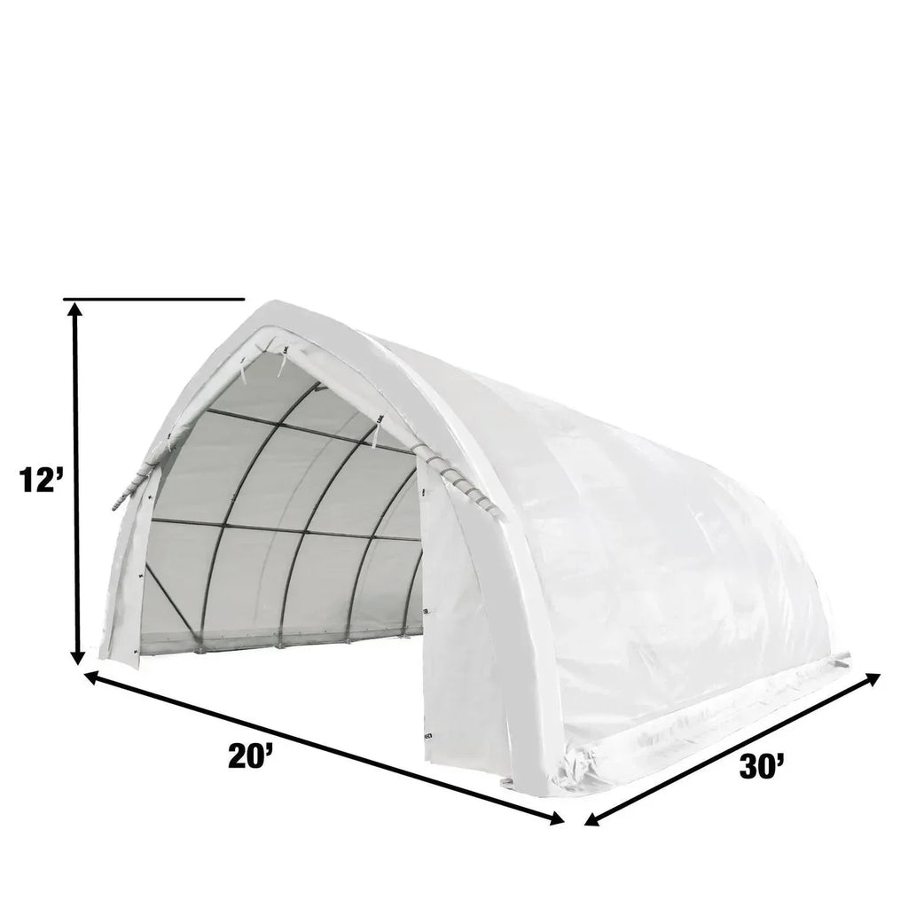 20' x 30' Arch Wall Peak Ceiling Storage Shelter with Heavy Duty 17 oz PVC Cover & Drive Through Doors, TMG-ST2032PV (Previously ST2031PV)