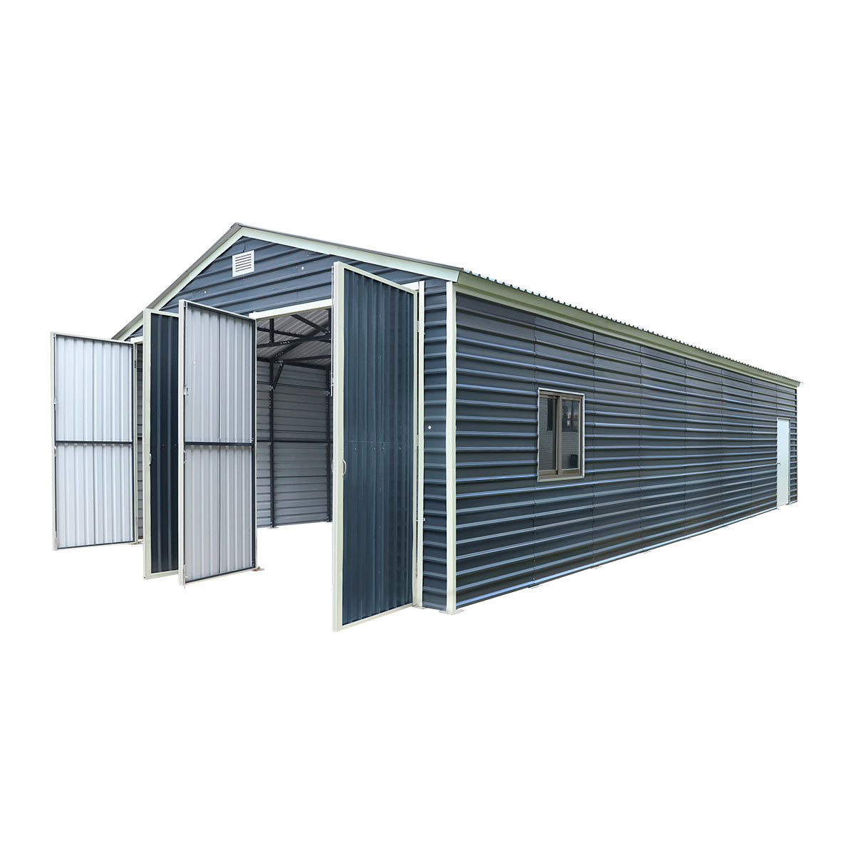 20' x 40' Metal Garage Shed, 9' High Double Front Doors, 13' Peak, 800 Sq-Ft TMG-MS2040