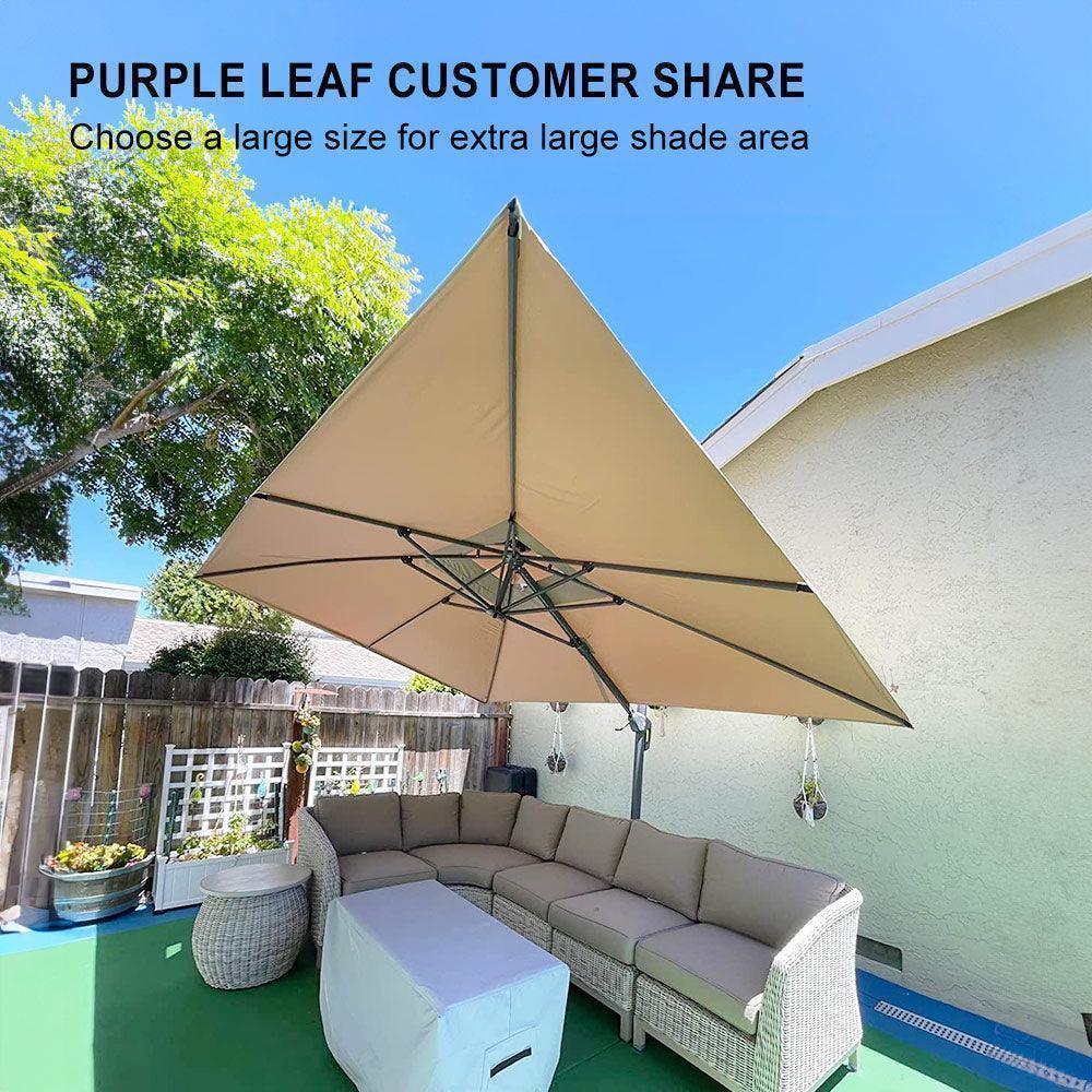 PURPLE LEAF Cantilever Patio Umbrella Gray Pole Outdoor Umbrella with UV Protection
