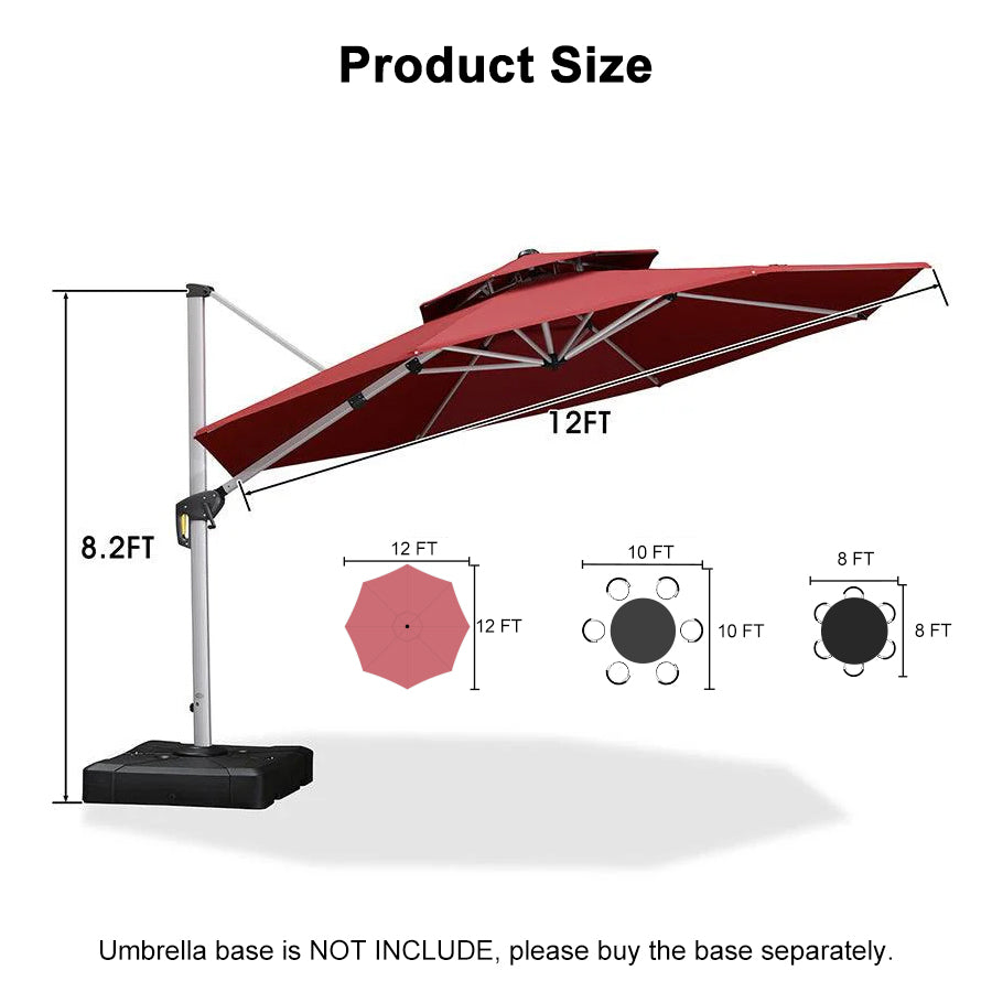 PURPLE LEAF Round Cantilever Patio Umbrella Heavy Duty Umbrella for Porch Garden Pool