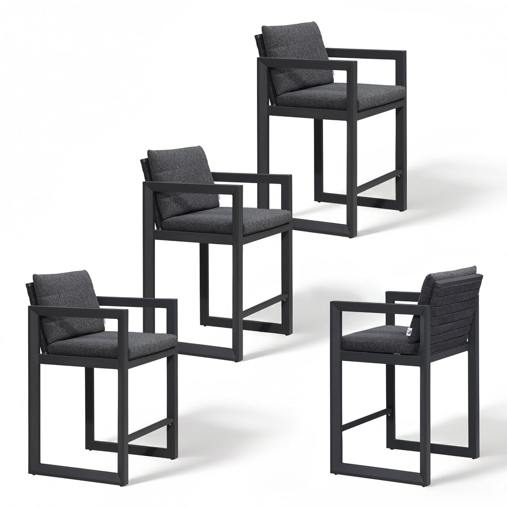 PURPLE LEAF Caesar Bar Stools Modern Aluminum Barstools with Stainless Removable Cushion for Kitchen Outside Island Backyard