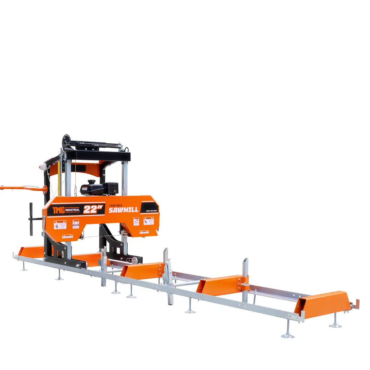 22" Portable Sawmill, 7 HP Kohler Command Pro Engine, 12' Log Length, 4-Post Carriage with Saw Head Anti-tip Locking, TMG-PSM22