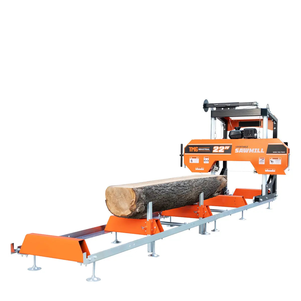 22" Portable Sawmill, 7 HP Kohler Command Pro Engine, 12' Log Length, 4-Post Carriage with Saw Head Anti-tip Locking, TMG-PSM22