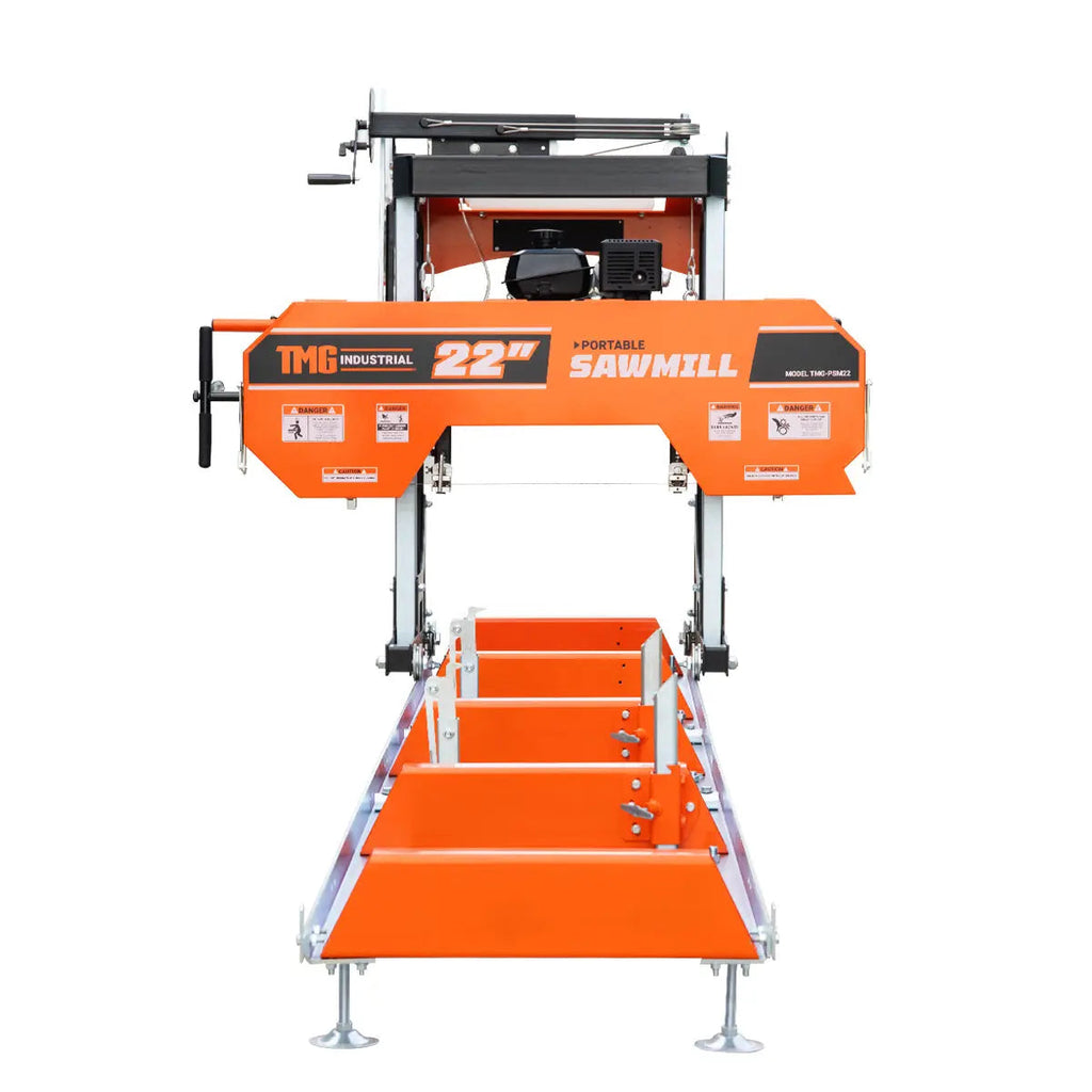 22" Portable Sawmill, 7 HP Kohler Command Pro Engine, 12' Log Length, 4-Post Carriage with Saw Head Anti-tip Locking, TMG-PSM22