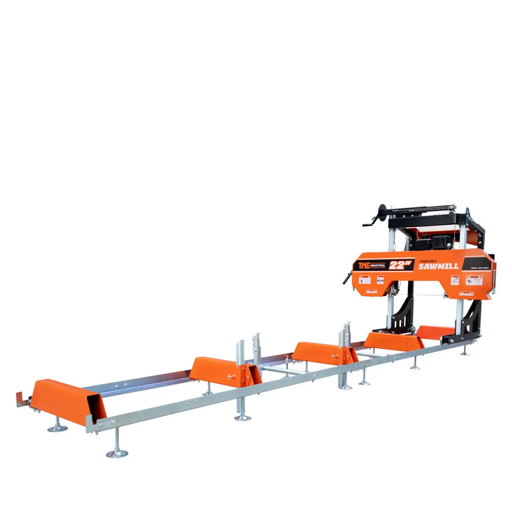 22" Portable Sawmill, 7 HP Kohler Command Pro Engine, 12' Log Length, 4-Post Carriage with Saw Head Anti-tip Locking, TMG-PSM22