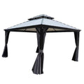 12-Ft X 14-Ft Gazebo Gray Gazebo with Hardtop Roof (Screen Included)