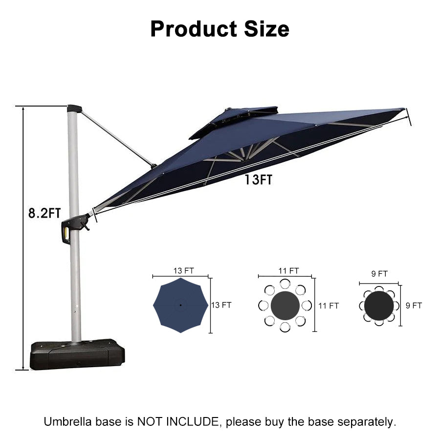 PURPLE LEAF Round Cantilever Patio Umbrella Heavy Duty Umbrella for Porch Garden Pool